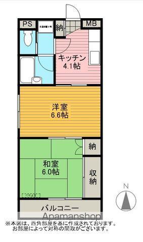 プティシャトー・宝町(2K/2階)の間取り写真