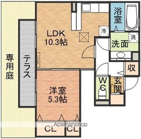 メゾンドラグルⅡ B棟(1LDK/1階)の間取り写真