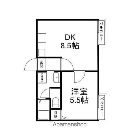 コーポ愛荘(ワンルーム/2階)の間取り写真
