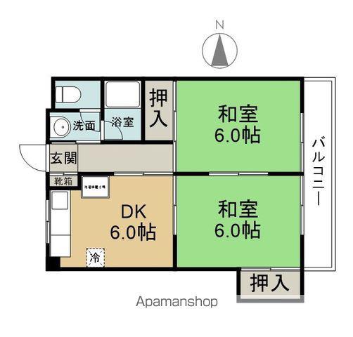 金池マンションB(2DK/3階)の間取り写真