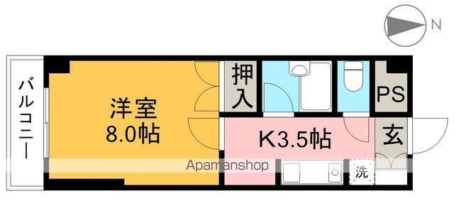 ミタニマンションⅢ(1K/6階)の間取り写真