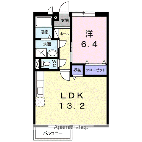 メゾンエスポワールⅡ(1LDK/2階)の間取り写真