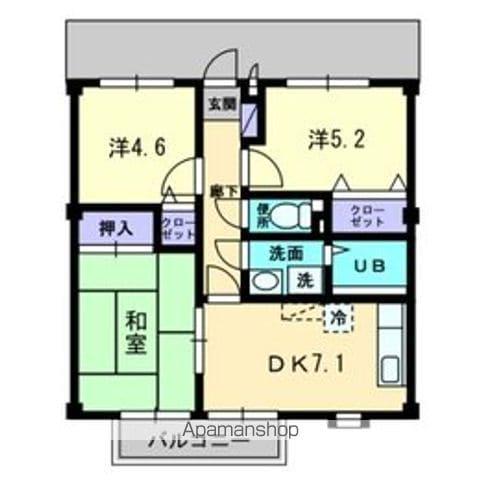 フォブールオオニシ(3DK/1階)の間取り写真