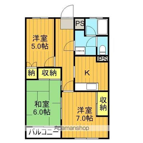 朝日ハイツ(2LDK/3階)の間取り写真