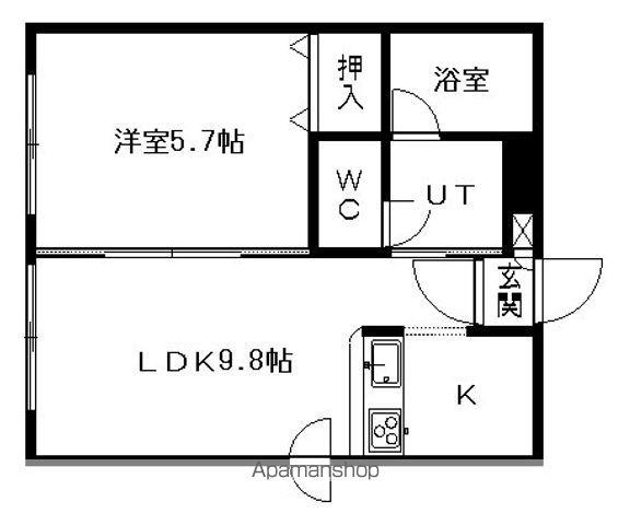 植物園ハイム(1LDK/4階)の間取り写真
