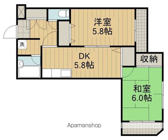 ベルハイム河辺(2K/2階)の間取り写真