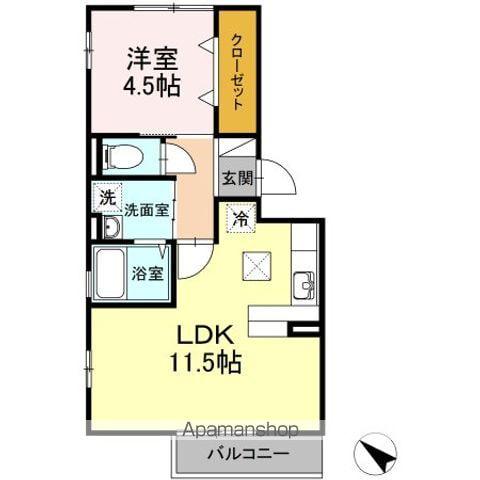 ロータス越路(1LDK/1階)の間取り写真