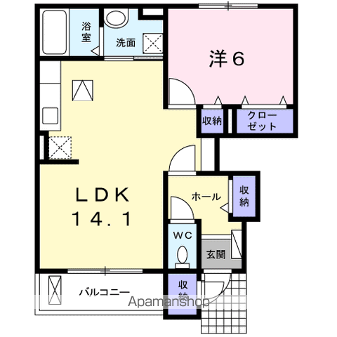 エレガンソーレⅢ(1LDK/1階)の間取り写真