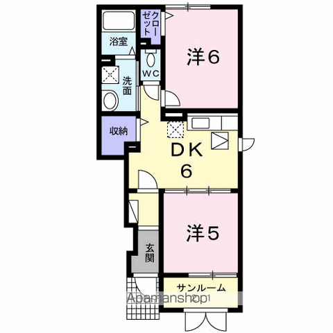 エレガンシア(2DK/1階)の間取り写真