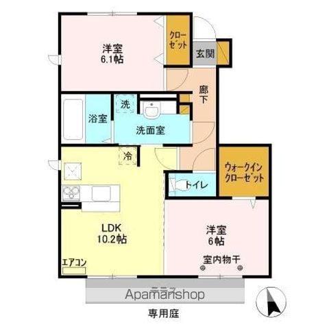 カームベリーC(2LDK/1階)の間取り写真