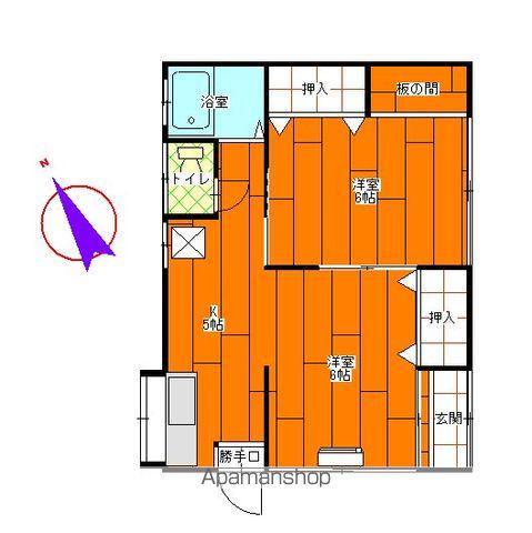 中央本線 竜王駅 徒歩17分 1階建 築52年(2K)の間取り写真