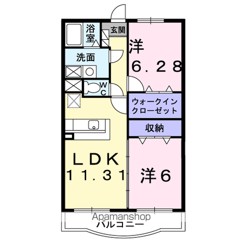 アジュール(2LDK/1階)の間取り写真
