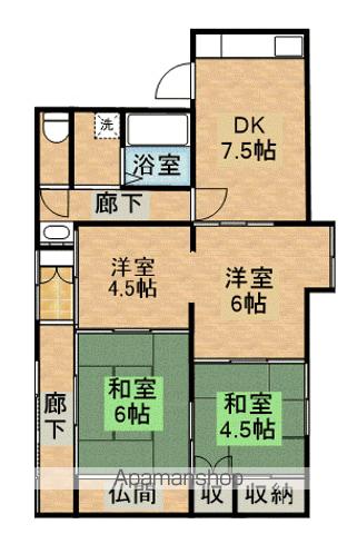 鹿児島県鹿屋市 1階建 築53年(4DK)の間取り写真