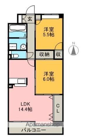 アネックス長尾山(2LDK/1階)の間取り写真