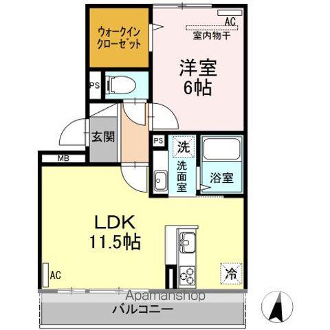 D-ROOM桜町 C棟(1LDK/3階)の間取り写真