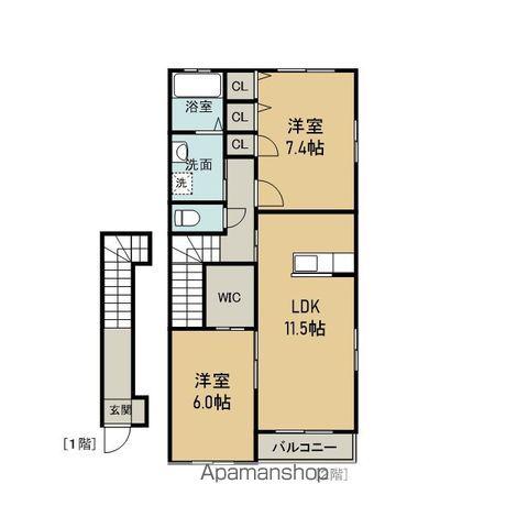 楽々園ハウス(2LDK/2階)の間取り写真