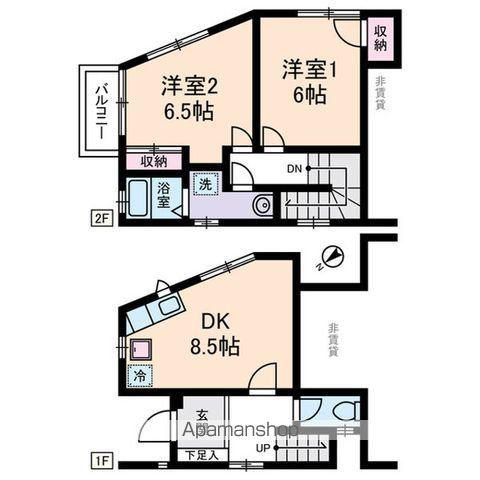 京王電鉄井の頭線 永福町駅 徒歩9分 2階建 築31年(2DK/1階)の間取り写真