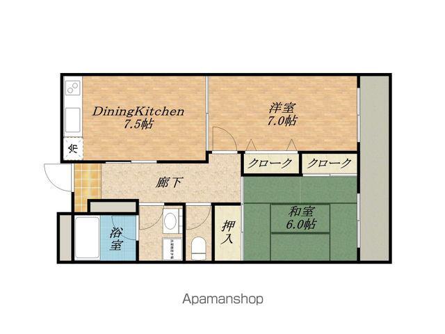 フローラル南上町(2DK/3階)の間取り写真