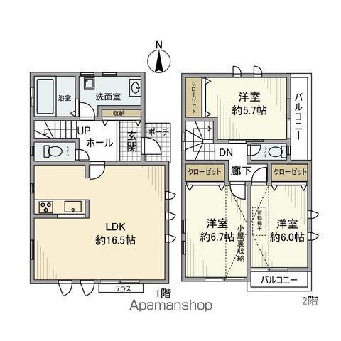 京王電鉄京王線 長沼駅(東京) 徒歩4分 2階建 築17年(3LDK)の間取り写真