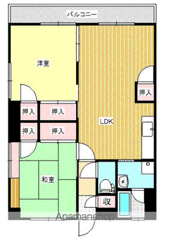 グランカーサ清蘭(2LDK/4階)の間取り写真