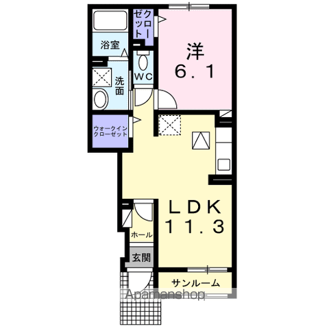 コリーナ ディ ヴェルデ 1(1LDK/1階)の間取り写真