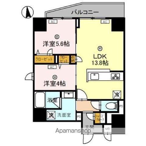 メゾンドアズール(2LDK/8階)の間取り写真