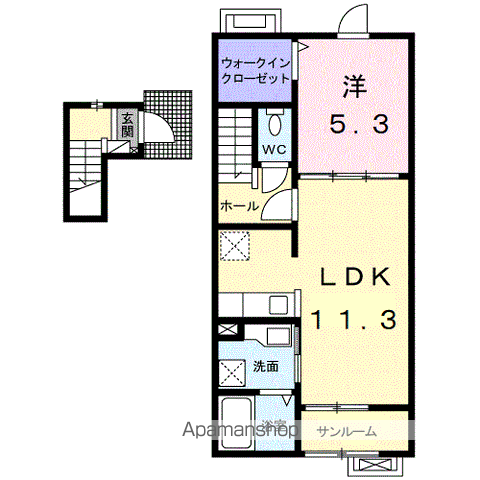 メゾンシュエット(1LDK/2階)の間取り写真