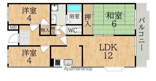 ラフォーレ学園前(3LDK/3階)の間取り写真