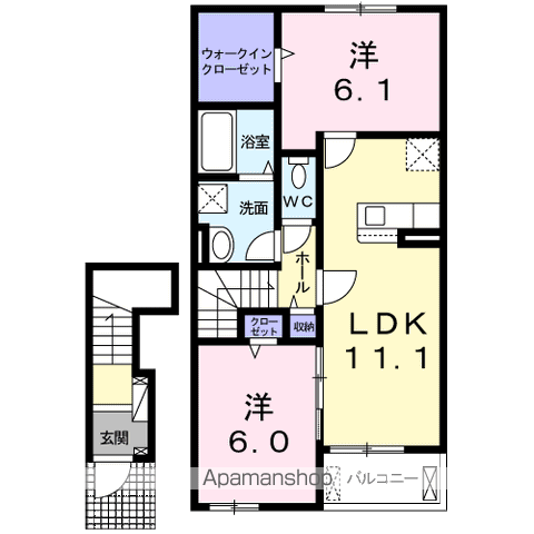 アップフィールド Ⅱ(2LDK/2階)の間取り写真