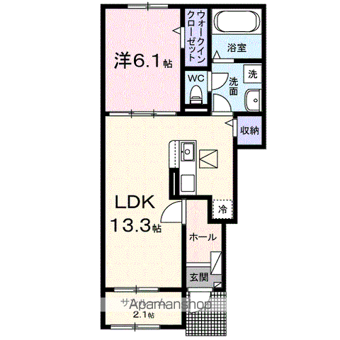 富夢想家 十一番館(1LDK/1階)の間取り写真