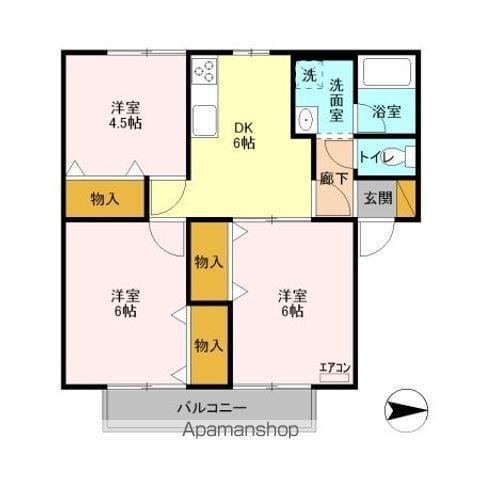 センティアム岡部 A(3DK/1階)の間取り写真