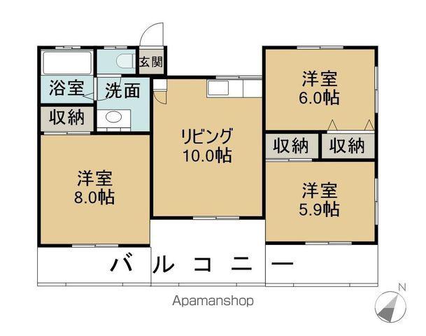 アシスト長野マンション5(3LDK/1階)の間取り写真