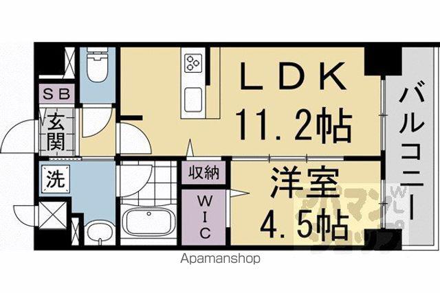 ラウレア西院(1LDK/2階)の間取り写真
