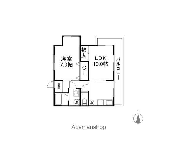 クレッセント唐崎(1LDK/2階)の間取り写真