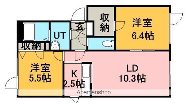 エクレール花川Ⅰ(2LDK/2階)の間取り写真