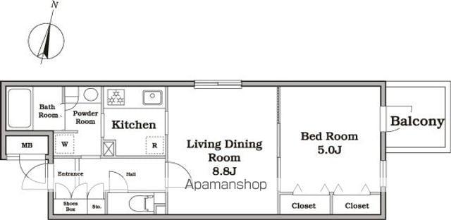 レジディア西新宿2(1LDK/1階)の間取り写真