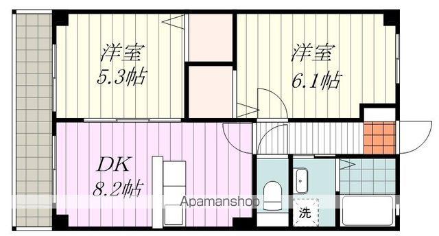 フォブール道後(2DK/2階)の間取り写真