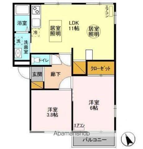 サンモール南流山B(2LDK/2階)の間取り写真