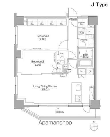 ザ・パークハビオ上野御徒町(2LDK/9階)の間取り写真