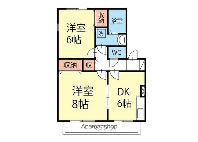 ウィステリア沢村(2DK/2階)の間取り写真