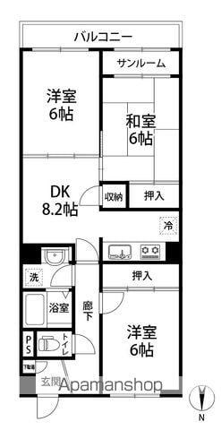 ガーデンコート犀川(3DK/3階)の間取り写真