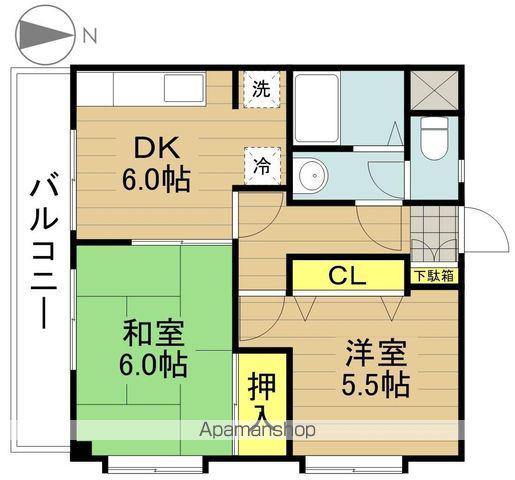 第3奥田マンション(2DK/3階)の間取り写真