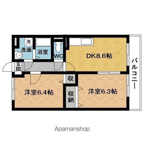フラット立石D(2DK/3階)の間取り写真