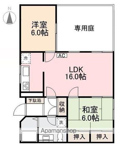 番町ブリックガーデン京都(2LDK/1階)の間取り写真