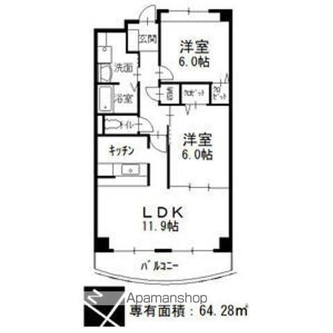 トゥゲザーイトー館(2LDK/3階)の間取り写真