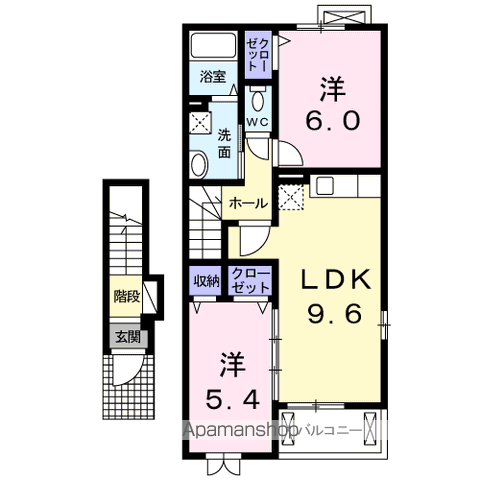 フィオリース3(2LDK/2階)の間取り写真