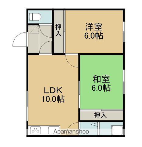 室蘭本線 錦岡駅 徒歩35分 1階建 築49年(2LDK)の間取り写真