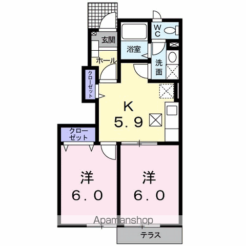 フォーレスト(2K/1階)の間取り写真