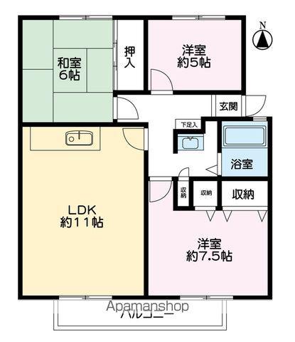 サンビレッジ月の浦C(3LDK/2階)の間取り写真