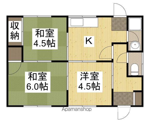 岡山電軌東山本線 東山・おかでんミュージアム駅駅 徒歩42分 1階建 築52年(3K)の間取り写真